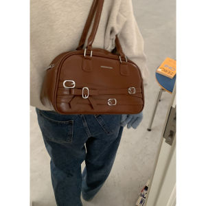 Trendy Retro Large Capacity Handheld Commuter Bag Womens 2024 New Style Simple Red Wedding Bag Underarm Bag Soft PU Leather