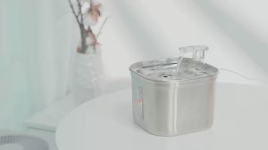 Smart Water Dispenser For Dog 304 Stainless Steel Cat Water Fountain Outdoor Garden Dog Water Drinker Dispenser Automatic Water Fountain For Cat Filters Feeder Motion Sensor 2.2L Water Level Window
