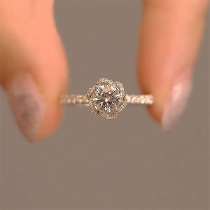 Rose-Plated Large Diamond Ring Outlet Brand Clearances Womens Accessories Elegant Jewelry Fashionable Accessory