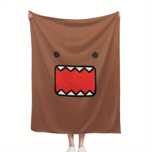 Sanrio | Domo Kun Face Blanket Single Sided 2D Print Soft Flannel Throw Blanket Living Room Bedroom Sofa Decor Funky Vibe Accessory Gift