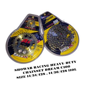 SHOWAR RACING HEAVY-DUTY CHAINSET DREAM/C100 SIZE 14/34 14/36 428H GOLD