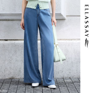 ELLASSAY | Tencel Linen Bow Wide Leg Jeans