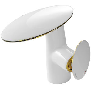 INSIHAY | White Minimalist Waterfall Creative Copper Art Single Hole Bathroom Faucet