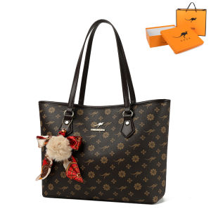 Kangaroo Leather Handbag Large Capacity Fashionable Soft Leather Shoulder Bag Gift for Mom Ladies Bag Commuter Style Canvas Lining