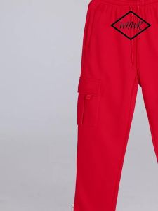 Quần Jogger Nam Chất Liệu Polyester Dệt Kim Trung Bình Kiểu Dáng Rộng Ống Thẳng Nhiều Túi Có Dây Rút Phong Cách Đường Phố.