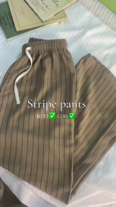 【BUY1TAKE1】Loungewear & Outing 2-in-1 Women Striped Wide Leg Pants -  Soft Drawstring Waist Loose