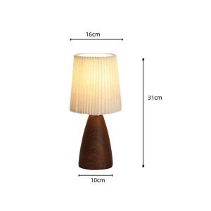 Retro LED Table Lamp Bedroom Fabric Pleated USB Plug In Study For Home Room Decor Desktop Ambiance Bedrooms LED Bedside Lamps