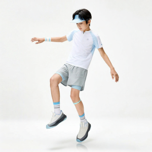 XTEP | Summer Boys Set with Mandarin Collar Faux Two-Piece