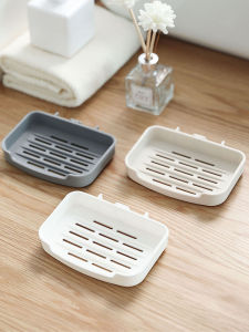 Bathroom Wall-Mounted Soap Dish Draining Home Decor Nordic Style Pure Color Soap Holder No Drilling Required Soap Box