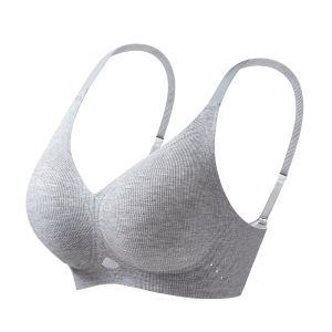 miiow | Wireless Seamless Breathable Backless Bra For Women Gathered Push Up Anti Sagging Fixed Cup Comfortable Nylon Fabric V Neck Bra
