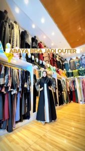 ABAYA OUTER KHANZA BORDIR BLINK SAUDI JETBLACK S-XXL