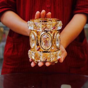 Tempat serbaguna Emas Gold Mewah Silinder Pen Holder Dekorasi Rumah