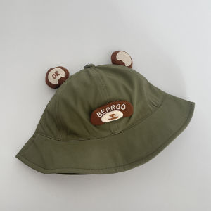 Cute Bear Baby Hat Spring Summer New Style Fisherman Cap Children Sun Protection Hat Boys Girls Casual round Top Large Brim