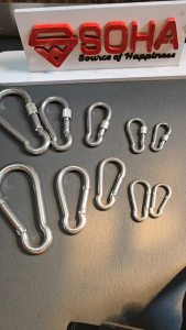 Metal Carabiner Nut Mountaineering Stainless Steel Screw Lock Climbing Gear Karabiner Pengait Gantungan