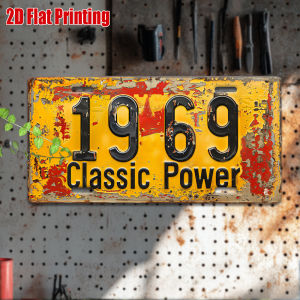 1pc Vintage Metal Sign | 2D Flat Printing "1969 Classic Power" Aluminum Sign For Decoration Only Outdoor Wall Decoration