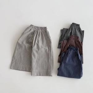 Boys Girls Linen Cotton Stripe Trousers For Childrens Clothes Fall Spring Boy Loose Casual Harem Pants Kids Long Pants for 1-6T