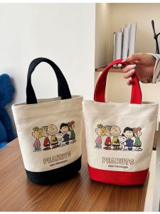 Túi Xách Mini Dễ Thương Túi Xách Túi Đựng Cơm Trưa Túi Vải Canvas in Túi Đựng Đồ Tròn Túi Quà Tặng Túi Xách Nữ Túi Xách Vải Canvas in Họa Tiết