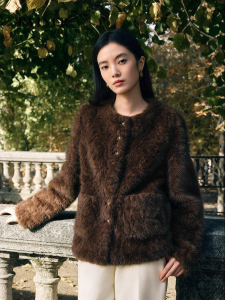 Winter Elegance Loose H Neck Eco-fur Short Jacket