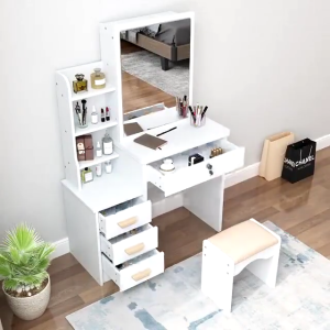 Meja Rias Lampu LED Meja Rias Dengan Kursi Meja Rias Aesthetic Set Meja Rias Minimalis