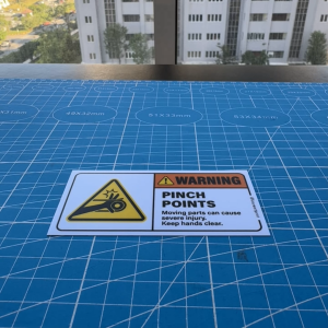 Pinch Points Belt. Safety Sticker. Warning Caution Danger Sign Label Hazard. Rotating Machinery Conveyor Machine Belt.