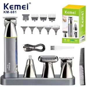 Kemei KM-681 đa chức năng thợ cắt tóc tông đơ cắt tóc tóc Bộ kìm cắt điện cắt lông mũi dao cạo Màn hình hiển thị kỹ thuật số 4 trong 1