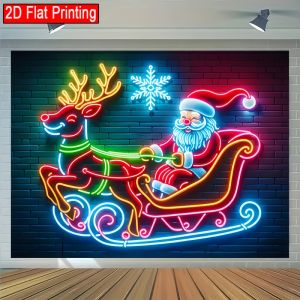 VIKAMA Santa Claus reindeer sled banner living room bedroom office outdoor wall decoration tapestry home decoration