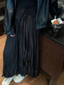 Gentle Pleated Long Skirt Womens Autumn New Style Chiffon Draping High Waist Slimming Drapey Versatile Super Fairy Skirt