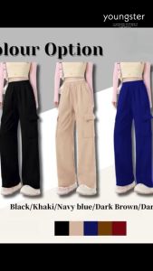 Cargo pants women seluar cargo straight cut pants palazo plus size casual hitam slimming drawstring streetwear women