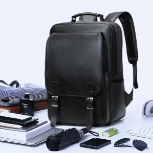 SENSIPIC#Waterproof Durable Backpack High Quality PU Leather Large Capacity School Bag