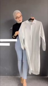 Ayesha Long Tunik Polos Termurah & Blouse Wanita Atasan Terbaru