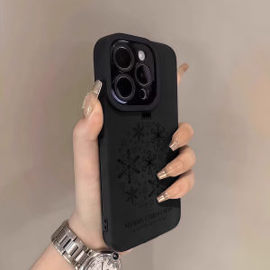 Potdemiel | Snowflake Decor Luxury Leather Shockproof Phone Case For iPhone 17 16 Pro Max Air 15 14 13 12 11 Max Silicone Soft Cover