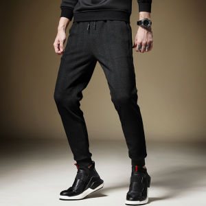 PENGUINDANCE | Mens Knitted Sporty Casual Pants Autumn Winter Stripe Design Elastic Cuffed Harlan Style Long Trousers Fashionable Urban Loose Fit