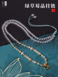 Original Design Green Strawberry Crystal Dongling Jade Buddha Pendant Necklace Tangka Hanging Cord Song Jin Pendants Versatile