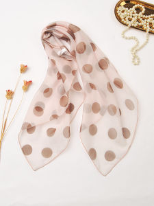 High-End Silk Scarf Womens Spring Autumn Thin Polka Dot Square Scarf Decorative All Seasons Small Fashionable Accessories