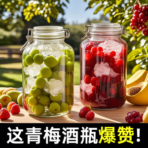 Food Grade Glass Wine Making Jar Airtight Container for Plum Wine Storage Kitchen Cooking Utensils round Shape Chinese Style