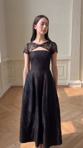 EMROSE Đầm ren cổ nơ có tay Musubi Dress
