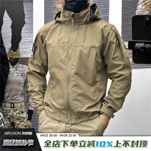 Mens Outdoor Fleece Lined Tactical Jacket Soft Shell Windproof Waterproof Climbing Suit Fleece Jacket Black Green