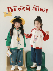 YOEHYAUL | Cute Campus Style Contrast Color Raglan Sleeve Baseball Jacket
