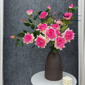 5-10 Cành Hoa Hồng Nhung Nở 1B  bó hoa trang trí tiệc sự kiện. Hoa Lụa LyLy Decor