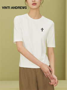 Korean Style Shoulder-Fitting Short Sleeve Round Neck T-shirt for Summer