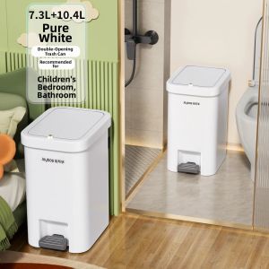 Joybos | Hands-Free Pedal Bathroom Trash Can Dual-Opening Large Capacity