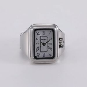 Fossil Womens Raquel Watch Ring Analog Watch ( ES5344 ) - Quartz Silver Case Rectangle Dial 6 MM Silver Stainless Steel Band