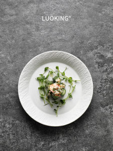 Japanese Style Ceramic Steak Plate Creative Simple Dinnerware Pasta Plate Commercial Use Home Use Dishwasher Safe round Shape