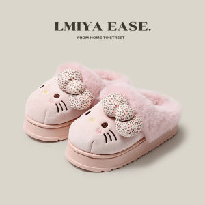 Dép Bông Lông Cừu Dày Mùa Đông Cho Nữ Dép Đi Trong Nhà Đế EVA Dép Đi Ngoài Trời Ấm Áp Dễ Thương Thương Hiệu Lamiya