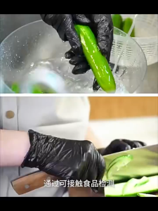 Waterproof cleaning and household use disposable nitrile latex durable food-handling gloves