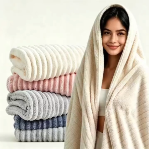 MOCHA Japanese‑Style Large Coral Velvet Bath Towel Fast Drying High Absorbent Soft Fluffy ST099