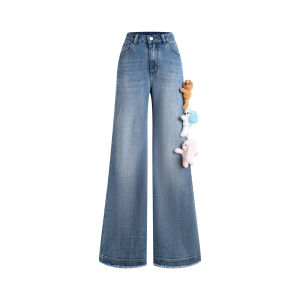 Cute 3D Dolls Flared Denim Pants