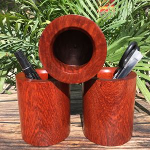 Red Teak Wood Pen Holder Myanmar Rosewood Solid Wood Large Fruit Purple Sandalwood Desktop Storage Tube Painting Tube