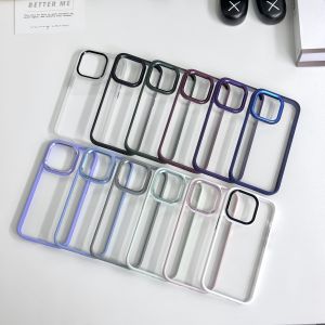 Handmade Metal Phone Case with Groove Design for Apple iPhone 15/14 Protective Cover Full Lens Protection Colorful Edge Shell