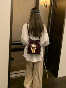 Red Bucket Bag Womens Crossbody Shoulder Bag Handbag Soft Korean Style Summer 2025 Luxury Lightweight BeigeLei Handbag